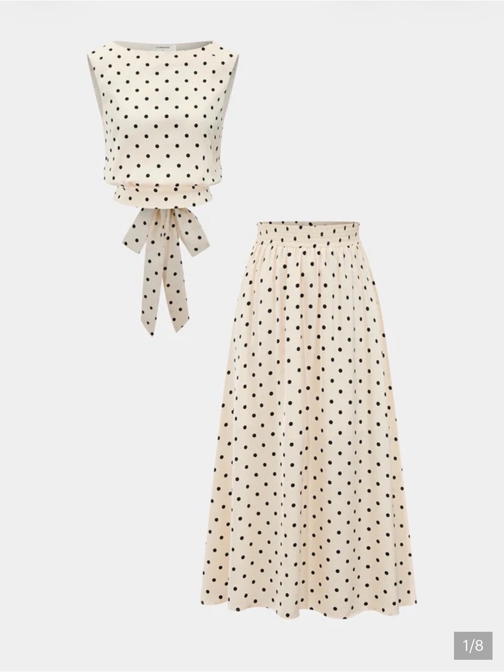 Commense Cream Polka Dot Two-Piece Maxi Set